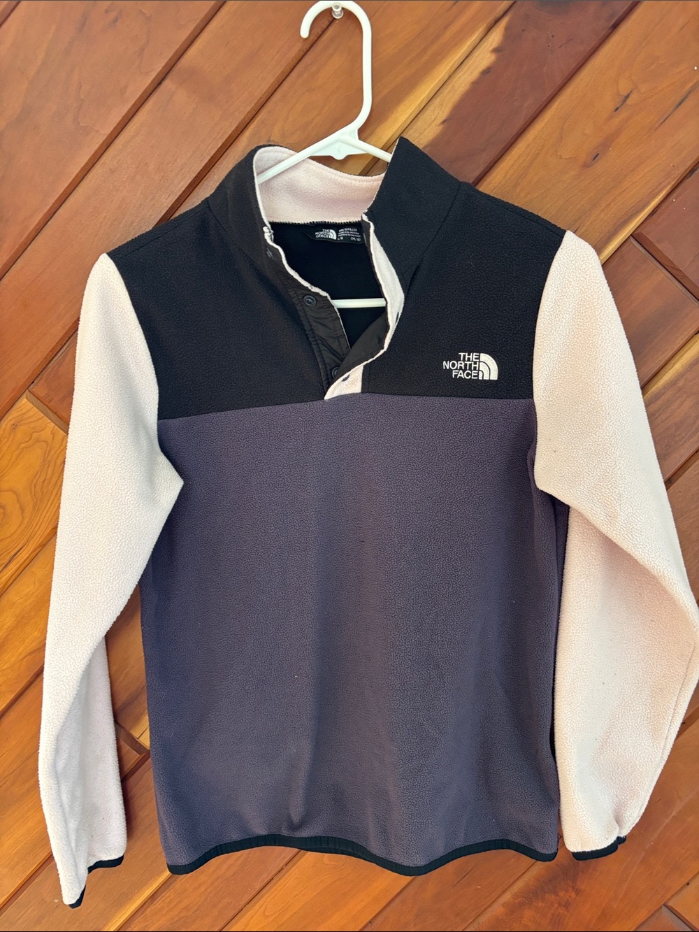 The North Face Colorblock Pullover in Black, Purple, and Cream